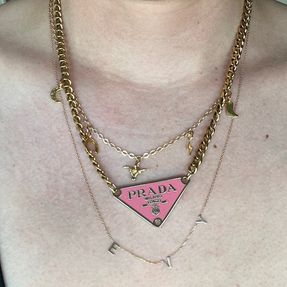 PRADA Triangle Necklace in Pink - Picture 1 of 4